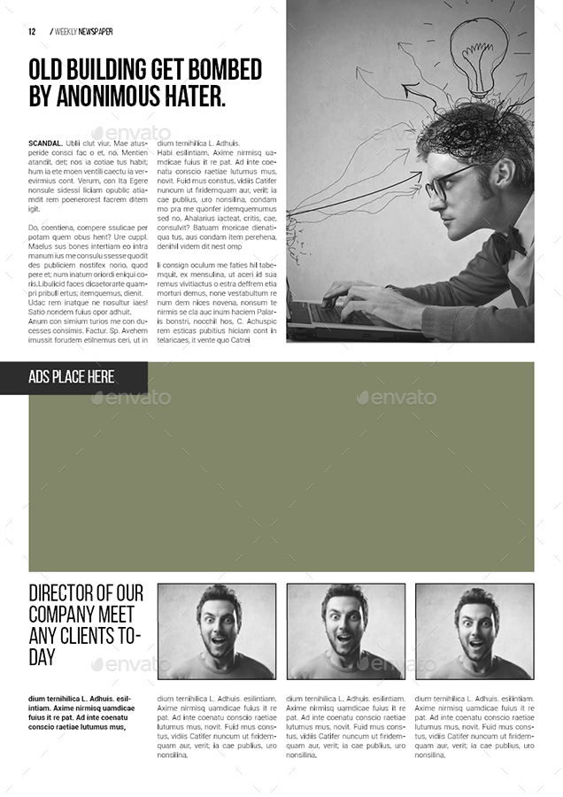 A3 Newspaper Template by spidergraph GraphicRiver